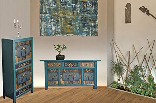 OPIUM OUTLET Chinesische Möbel Kombination Oceanflowers Shabby Chic Vintage Sideboard Kommode Schrank Hochzeitsschrank asiatisch orientalisch (Oceanflowers-2)