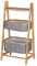 WENKO Haushaltsregal Bahari, hochwertiges Regal aus nachwachsendem Bambus mit 2 großen offenen Körben aus 100% grauem Polyester und Einer Ablage für zusätzlichen Stauraum, 44 x 91 x 34 cm, Natur/Grau