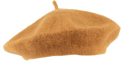 Hat To Socks Einfarbige Baskenmütze aus Wollgemisch für Damen und Herren (Senf)