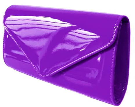 Leah Ward Women's Flap Patent Clutch Bags Wedding Party Handbags 439E (Purple 2570)