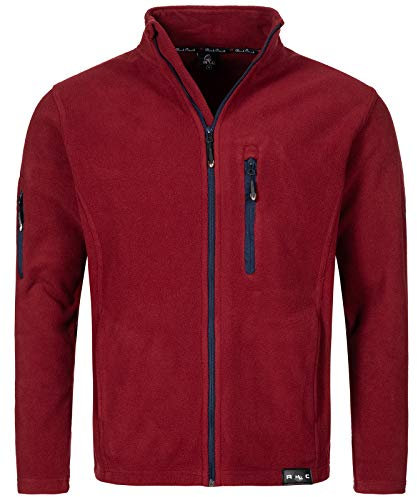 Rock Creek Herren Fleece Jacke Outdoor Wanderjacke Pullover Full Zip Hoodie Herrenjacke Fleecejacke Winterjacke Strickjacke Strickfleecejacke H-197 Weinrot 5XL