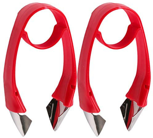 Yardwe 2 Stück Erdbeer Huller Kirsche Pitters Stielentferner Kartoffeln Ananas Karotten Tragbares Gerät Obst Gemüse Blatt Stielentferner Küchenwerkzeug Rot