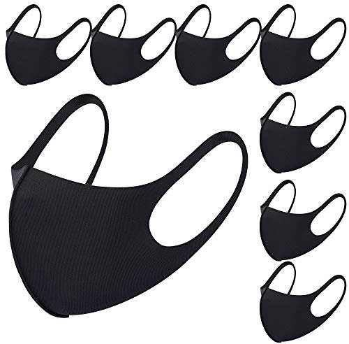 Atmungsaktive Gesichtsmaske aus Stoff, mit Ohrschlaufen, wiederverwendbar, weich, waschbar, langlebig für den täglichen Gebrauch in der Öffentlichkeit, Schwarz, schwarz