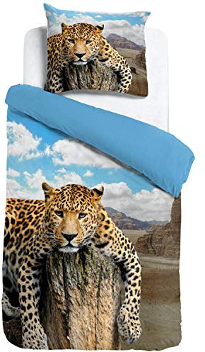ESPiCO Bettwäsche Sleep and Dream Leopard Fels Wildnis Bunt Wildkatze Raubtier Afrika Safari Wildtier Tiermotiv Renforcé, Größe:135 cm x 200 cm