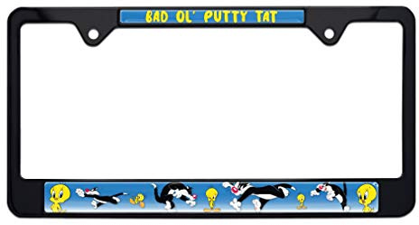 Tweety Sylvester Black Number Plate Cover License Plate Frame