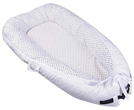 QIROG Neugeborenes Babybett Bionisches Uterusbett Babybett Nickerchen Nest Tragbares Kinderbett Babybett-39 Perlweiß_80 * 50 * 10 cm