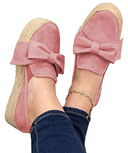 Onsoyours Unisex Uomo Donna Durevole Casuale Loafers Scarpe Moda Tinta Unita Espadrillas Basse Scarpe Slip On Flats A Rosa 38 EU