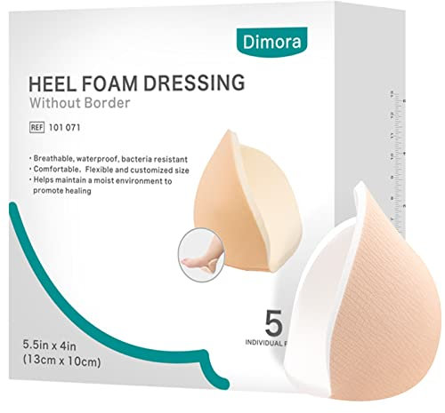 Dimora Heel Foam Dressing, Non-Adhesive Hydrophilic Pads, Highly Absorbent 5.5 x 4 in Pack of 5 Waterproof Dressing for Wound Care
