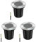 ledscom.de 3 Stück Bodeneinbauleuchte BOLI für außen, IP67, edelstahl, rund, 108mm Ø, 1x GU10 max. 15W, gefrostet