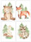 Pandawal Lot de 4 posters décoratifs pour chambre d'enfant, chambre de bébé, animaux de la forêt, nature, pour enfants, garçons, filles, format A4