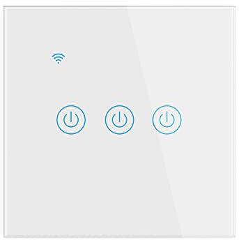 Lancoon Interrupteur Mural Tactile Télécommande Intelligente sans Fil Prise en Charge de la Commande Vocale Partage de la Famille Fonction de Minuterie Fil Neutre Requis(Blanc,3Gang)