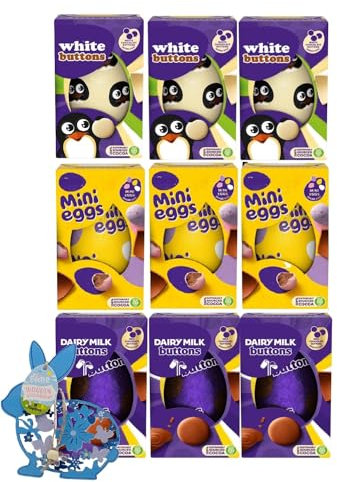 Easter Eggs Chocolate for Easter Gifts - Sweet Hamper of Dairy Milk 3 x Buttons 98g, 3 x Mini Eggs 97g, 3 x White Buttons 98g & Topline Easter Hanging Decoration. Great Chocolate Gift for Egg Hunt