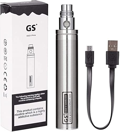 KukooYbh Electronic Cigarette, GS EGO II 2200mAh E-Cigarette, Rechargeable Built-in Battery, Bottom Micro USB Charge 510 Nicotine Free(Silver)