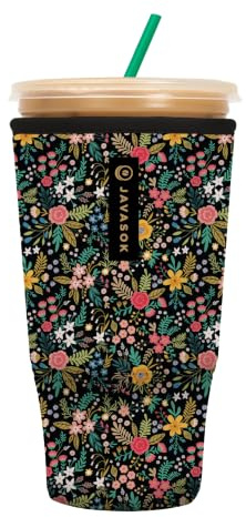 Sok It JavaSok Iced Coffee & Cold Soda Insulated Neoprene Cup Sleeve (English Garden Picnic, XXLarge: 44-48oz)