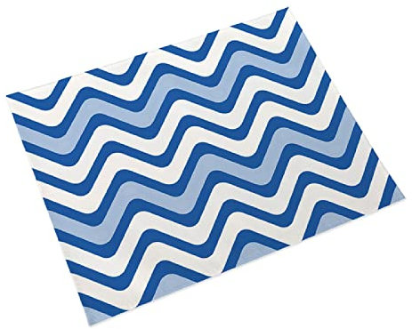 Manteles Individuales Ondulación Azul Blanco Salvamanteles Individuales Algodón Lino Lavable Individuales Mesa Resistente al Calor Bajoplatos Tapetes para Mesa Bajoplatos 30x45cm 2 Pcs