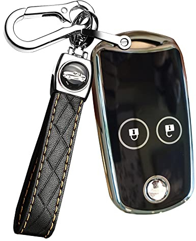 ontto Klapp Autoschlüssel Hülle Schlüsselhülle Passt für Honda Fit Civic Pilot Accord 8 Jazz CRV HRV CRZ for Acura TL TSX ZDX RSX Schlüssel Cover Etui Schlüsselanhänger Schlüsseletui 2 Taste-Schwarz