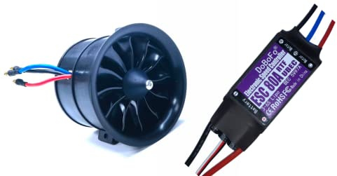 DoBoFo EDF 70mm pro CCW 6S 2100KV 25.2V 12 Blades with 80A ESC, Electric Ducted Fan with Electronic Speed Controller, RC Jet Engine Brushless Motor, Remote Control Model Replacement Airplane Parts DIY