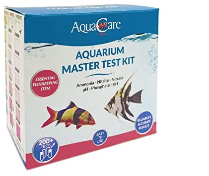 AquaCare 6 in 1 Aquarium Master Test Kit for Freshwater Aquariums includes tests for Ammonia, Nitrite, Nitrate, pH, Phosphate and KH