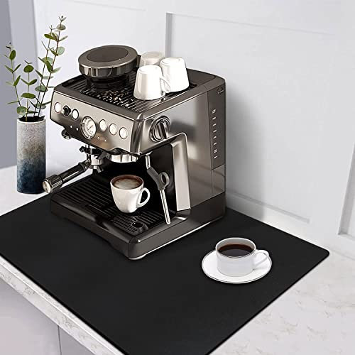 Homcomodar Kaffeemaschine Abtropfmatte Geschirr, Kaffeemaschine Matte 40x50cm, Abtropfmatte Spüle, Schnelltrocknend Abtropfmatte für Küche, Theke, Bar (Schwarz)