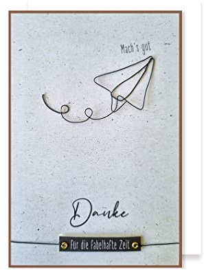 AvanCarte Abschied Grußkarte Karte Applikationen AvanHandcraft Drahtflieger Danke 16x11cm