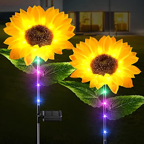 Solarlampen Für Außen, Sonnenblume Gartendeko für Draußen Solar Gartenleuchten Wegeleuchte mit Sonnenblume für Außen Solarlampe Solarleuchten für Garten, Terrasse, Wasserdicht IP65 (Bunt)
