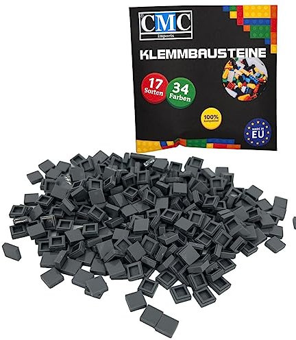 CMC imports 100 x Klemmbausteine Fliesen Tiles Bausteine 1x1 Noppen Kompatibel 34 Farben freie Farbenwahl (851 - Dunkel Grau)