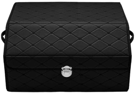 plastific Multi-Compartment Car Boot Organizer, Non-Slip Tidy Boot Bag - Essential Car Accessories, Heavy Duty Collapsible Foldable Shopping Tidy Storage Travel Box (Black - 53 * 31 * 29cm)