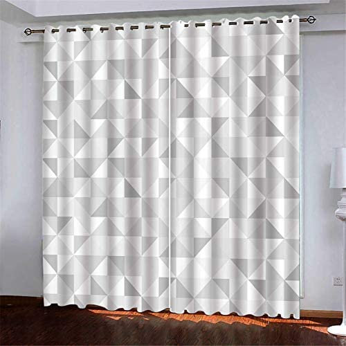 Tenda Per Bambini Cameretta Finestra 3D Cuciture Triangolari Geometriche Motivo Tende Oscuranti Per Interni Fantasia Con Occhielli 140 (L) X 160 (H) Cm 2 Pezzi Tende Soggiorno Moderne Termiche Isolan