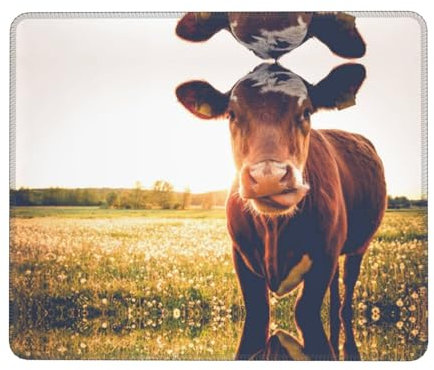 FAIRAH Tapis de souris imprimé vache en caoutchouc antidérapant avec base de verrouillage, antidérapant et résistant à l'usure, confortable au toucher