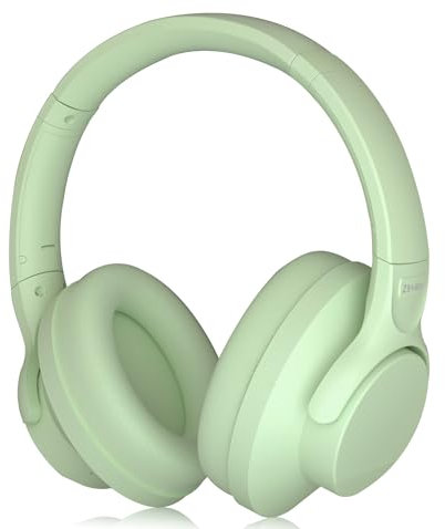 ZIHNIC Active Noise Cancelling Headphones, 60H Playtime Wireless Bluetooth Headset Low Latency-Green