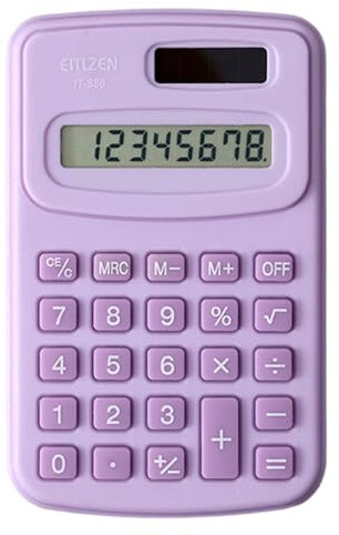 Reheyre Standard Calculator,Battery Operated 8 Digits Calculator with Large LCD Display, Portable Calculators for Office School Finance Home Purple
