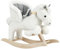 WOLTU Caballito Balancín para Bebés Caballo Mecedora de Madera con Sonidos Caballito Juguete Infantil para Niños de 18 a 36 Meses Caballo Juguete Peluche con Asas, Blanco y Gris
