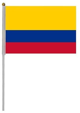 20 Piezas de Banderas de manivela de Colombia,Colombia Mini Bandera portátil, Bandera Colombia, Pequeña Bandera Colombia, Mini Bandera Colombia, banderitas Colombia, banderines Colombia