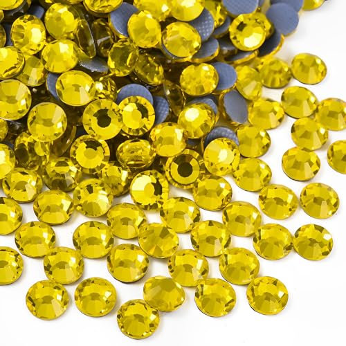 Jollin 2880 pz Hotfix Cristallo Strass Flatback Diamanti in vetro Gemme per artigianato Artigianato Decorazioni Abbigliamento Scarpe 3.2mm SS12 Giallo limone