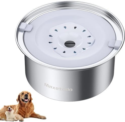 Maxetodo 4L Gamelle Chien Chat Anti Eclaboussure, Grand Bol d'eau Flottant en Acier Inoxydable 304 pour Chat, Petit Chien, Grand Chien pour Boire à la Maison, dans la Voiture, à l'extérieur