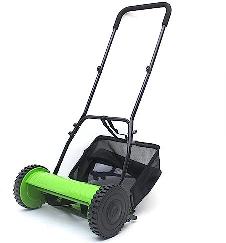 Tondeuse à gazon manuelle avec largeur de coupe de 30 cm, bac à gazon de 16 L, 4 niveaux de hauteur de coupe - Tondeuse à gazon pour petits jardins