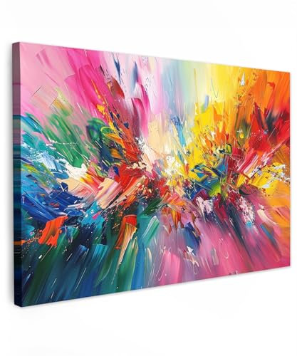 MuchoWow© Bild auf Leinwand Groß 120x80 cm XXL Schlafzimmer Bilder Badezimmer Wand Deko Wohnzimmer Modern Wanddeko Bilderwand Geschenk Bunt - Farbe - Farbenfroh - Explosion