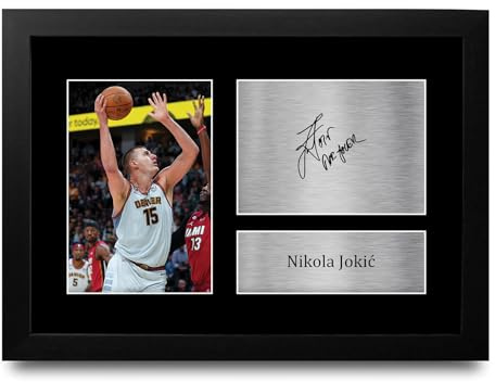 HWC Trading FR A4 Nikola Jokic Denver Nuggets Basketball Geschenke Gedrucktes Signiertes Autogramm Foto für Fans von Basketball Memorabilien - A4 Gerahmt