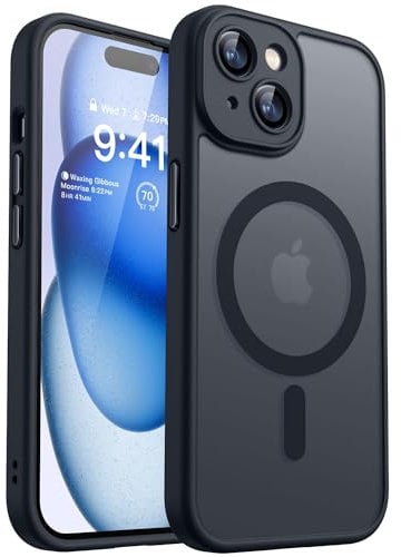 CANSHN 2024 Neu für iPhone 15 Hülle mit Kameraschutz für Magsafe (TOP Militärschutz & Magnetkraft) Extrem Haltbarkeit Hülle iPhone 15 Case Stoßfest, Schwarz