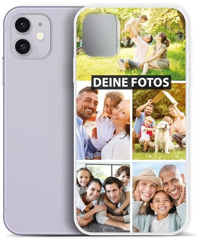 PR Print Royal Personalisierte Handyhülle für Apple iPhone 11 Clear - zum selbst gestalten mit Foto-Collage für 5 Fotos - Handyhüllen iPhone 11, Silikon Transparent | Fotogeschenk