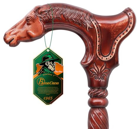 BeneCane Handmade Wooden Walking Stick for Men and Women, Detachable Horse Handle Walking Stick, Fashionable Unisex Cane with Ergonomic and Comfort Grip Handle
