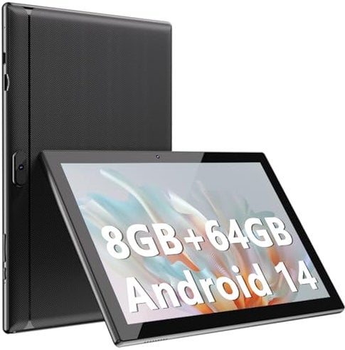 Tablet 10 Inch Tablet, Android 14 Tablets 8GB RAM 64GB ROM 1024GB Expand Tableta 2MP+ 8MP Camera WiFi Tablet Computer 10.1 IN Tablet IPS 10 HD Display 6000mAh Long Battery Life Tabletas (Black)