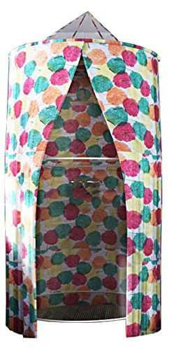 Cortina de ducha redonda de poliéster portátil con cremallera para exteriores, camping, senderismo, playa, ducha, inodoro y privacidad, impermeable y duradera (F)