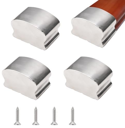 UFURMATE 4PCS Stainless Steel Horseshoe Shaped Handrail End Caps Staircase Steps Hand Rail End Cover Handrail Fittings Protectors (Silver)