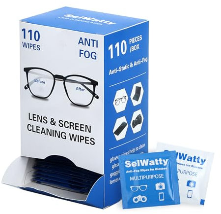BigKing Pack De 110 Lingette Nettoyante Anti-Buée, 10h De Long Anti-Buée, Lingettes Nettoyantes Emballées Individuellement Pour Lunettes, Écrans, Smartphones Et Appareils Photos (1)