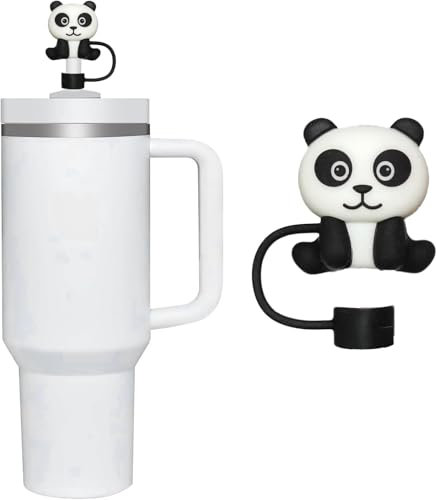 Panda Straw Hat Straw Cover for Stanley 40&30 Oz Cup, Cute Straw Topper for Tumblers, 10mm Silicone Straw Covers Cap for Stanley Cup Accessories, Straw Cap Stopper for Reusable Straws Tip Lids