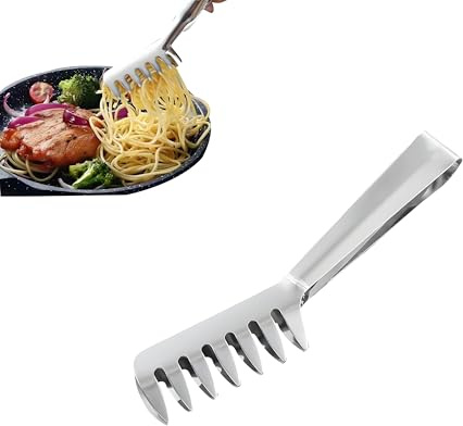 Pince à pâtes, pince à spaghetti, cuillère à spaghetti, pince de service, cuillère à pâtes, pince à asperges, pince à glaçons, pince à sucre, outil de cuisine, pince à spaghetti (29 x 5 cm)