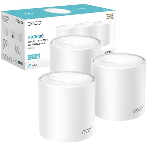 TP-Link Deco X50 Pro(3-pack) Dual-Band AI-Driven Wi-Fi 6 Mesh System, Seamless and Stable Mesh WiFi Booster with Coverage up to 600m2, 3000Mbps Speed,HomeShield, 2.5G Access from Every Port,Easy Setup
