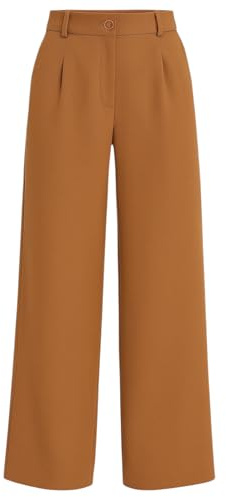 fashionshowcase Palazzohose Damen mit hohem elastischem Bund – Marlenehose weites Bein, Stoffhose High Waist, 95% Baumwolle, Business & Freizeit