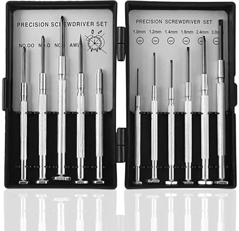JALEVID 11PCS Mini Screwdriver Set, Glasses Repair Small Screwdriver with Hard Case, Precision Repair Tool Kit Flathead and Cross Screwdrivers for Watchmakers Jewellers Remotes Gadgets